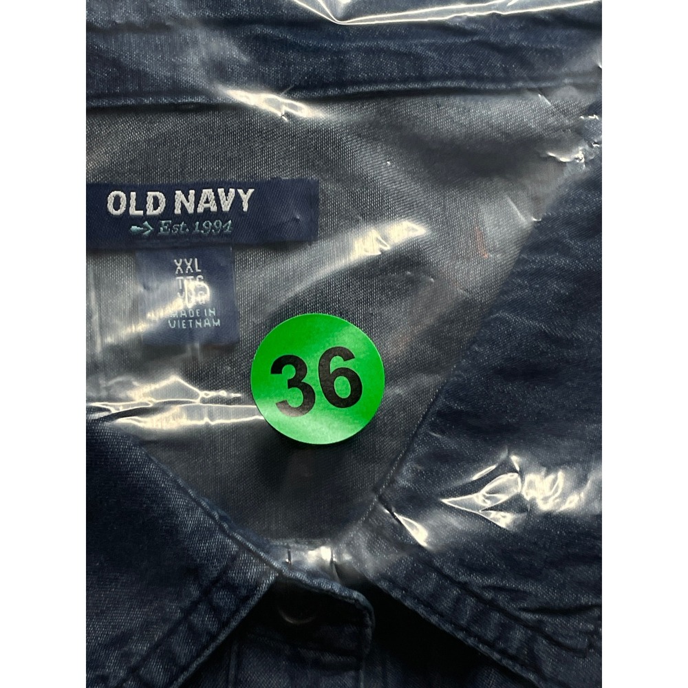 Old Navy Shirt MENS XXL Blue Denim Button Down Heavyweight Workwear 386243-05-1 - Picture 11 of 12